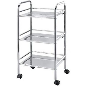 WENKO Carrito con ruedas cromo - carro de baño, Acero, 41 x 75 x 32 cm, Cromo