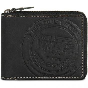 Cartera de hombre Skpat Vintage de piel con bloqueo Rfid en color negro