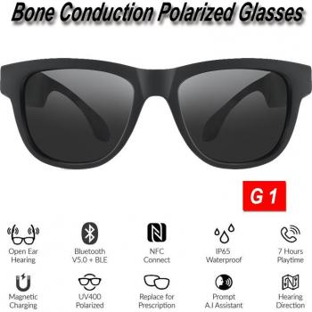 Gafas de sol inteligentes con Bluetooth 5.0 y conducción ósea, auriculares abiertos, polarizadas e impermeables