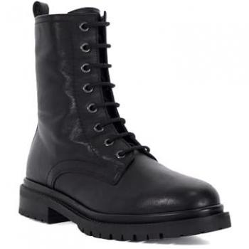 Dune London Women's Prestonne Black Leather Cleated Sole Biker Boots Size 6