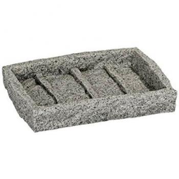 WENKO Jabonera Granite - efecto piedra, Poliresina, 13.5 x 2.2 x 9.1 cm, Gris
