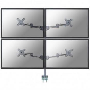 Neomounts by Newstar FPMA-D700DD4 Tilt/Turn/Rotate Quad Desk Mount (clamp) for four 10-27 Monitor Screens, Height Adjustable - Silver