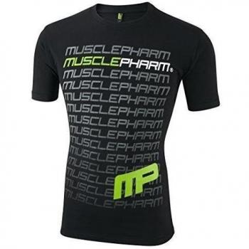 Musclepharm MPTS407 MUSCLE PHARM PRINTED TSHT BLACK SMALL - Los Hombres De 407 De Cuello Redondo T-Shirt - Negro, Pequeño