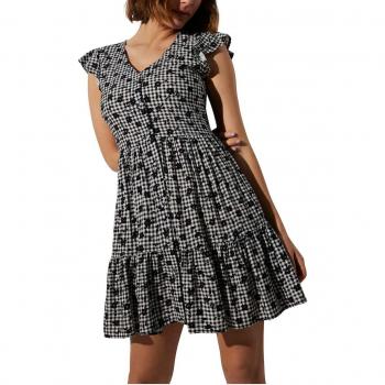 Vestido de playa corto estampado con volantes
