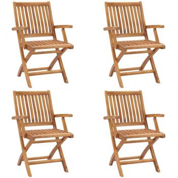 Folding Garden Chairs Set of 4 Solid Teak Wood