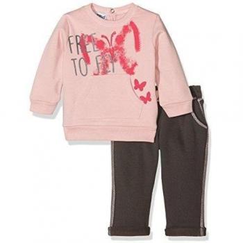BIMBUS Tuta 2PZ Felpa Modello Girocollo, Mono Para Bebés, Rosa Medio 01, 9M