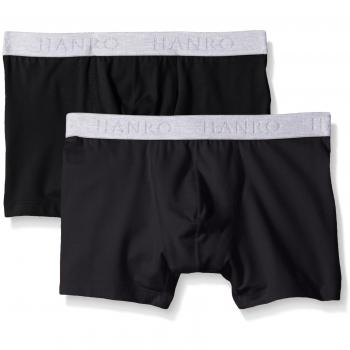 Hanro Men's Black Cotton Essentials Trunks 2-Pack, Size XL