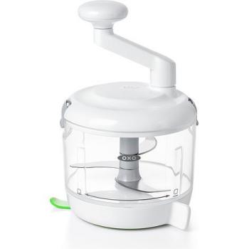 OXO Manual Food Chopper with Handle, Dishwasher Safe, 3-Blade Mincer