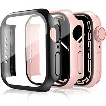 [2 Pack] Compatible con Apple Watch Series 7 45 mm Funda, Ultra Delgada PC Carcasa rígida con protector de pantalla, Resistente a arañazos Funda para iWatch 7 Case
