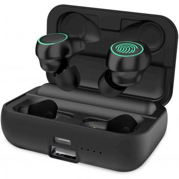 HolyHigh Auriculares Bluetooth 5.0 con 3000mAh Estuche de Carga Auriculares Inalámbricos Cascos Bluetooth 120 Horas de Reproducción Micrófono Impermeable para iPhone Android Huawei para Deporte Correr