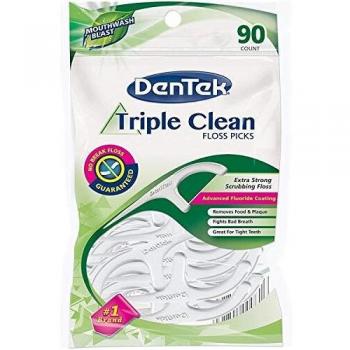 DenTek Triple Clean Floss Picks, Mint - 90 Ea