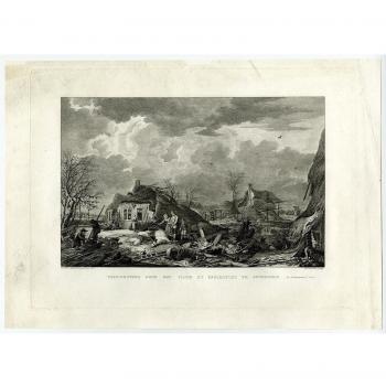 Antiguo print-flood-storm-ice-beusichem-van hardenberg-vinkeles-1809