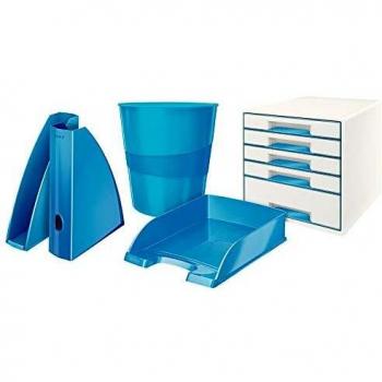 Cajonera Leitz WOW Cube 5 cajones A4, blanca y azul, con tope de extracción