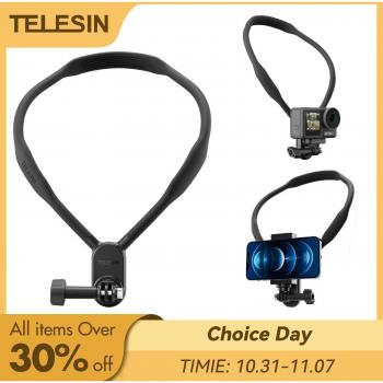 Telesin Neck and Chest Mount for Action Cameras and Drones - Silicone Support for GoPro Hero 13 to 10, Insta360, DJI Osmo