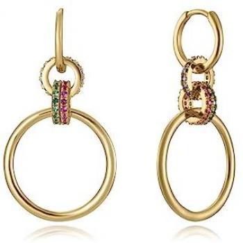 Pendientes Mujer Viceroy 13091E100-39 - Pendientes Elegant de plata de ley con baño de oro y circonitas de colores