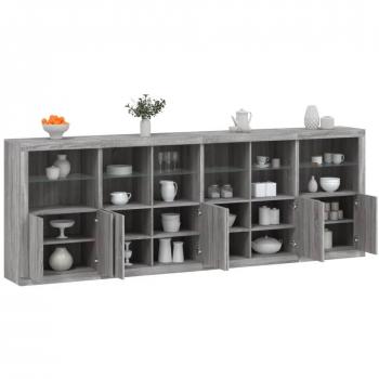 Aparador con luces LED 283x37x100 cm, Mueble de Almacenaje de Salón, Armarios con Puertas, Cajón de Madera, Buffet para salón Moderno, Armario Auxiliar, Armario de