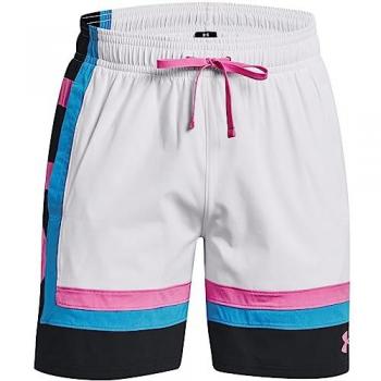 Pantalones Cortos de Baloncesto Tejidos Under Armour Baseline II para Hombre, Color Blanco
