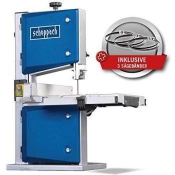 Scheppach HBS30 Sierra de cinta para madera, sierra de mesa, incluye 3 hojas de sierra, 230 V, 350 W, máx. altura de corte: 80 mm. Máx. ancho de corte: 200 mm