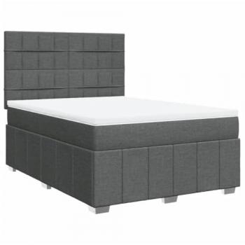 Cama box spring suave con colchón de tela gris oscuro 140x200 cm