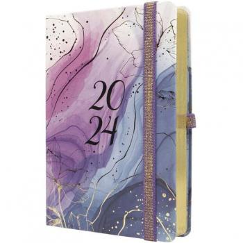 Finocam Agenda 2024 Mínimal Design M4 Goldy Cat Día Página Encuadernada 118x168mm Catalán/Multilingüe