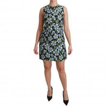 Dolce & Gabbana Blue Floral Brocade Gown Shift Dress - IT48 | XL