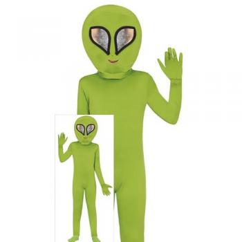 Disfraz de Alien Verde para Niños y Niñas - Incluye Cabeza, Mono y Guantes - Ideal para Halloween (5 a 6 años)