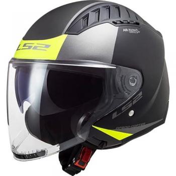 Casco Jet LS2 OF600 Copter II Urbane Matt Black H-V Yellow tamaño L