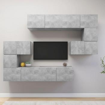 Set de muebles para TV 8 piezas madera contrachapada 80 x 30 x 30 cm, Mueble de Salon, Mueble TV, Mueble Televisor, Mesa de TV, Mueble tele
