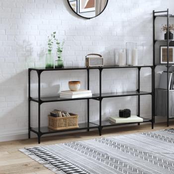 Mesa consola de vidrio negro y acero 158,5x30x81cm