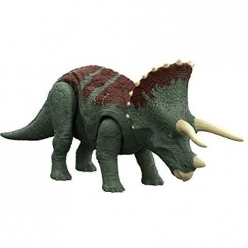 Jurassic World Triceratops Ruge y Golpea, dinosaurio de juguete con movimientos y sonidos, regalo para niños +4 años