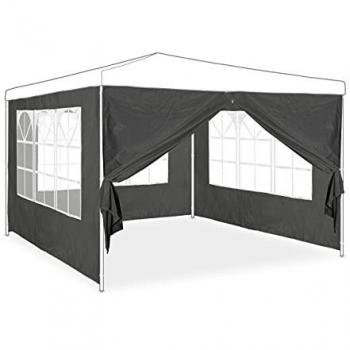 Set de 4 Laterales Impermeables para Gazebo con Ventanas y Cremallera, Gris, PVC/Polietileno