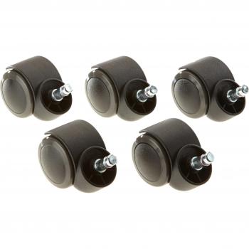 hjh OFFICE 619000 5x Ruedas para sillas de oficina ROLO 10mm x 50mm, 5 unidades, Suelos duros
