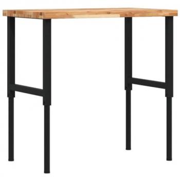 Banco de trabajo rectangular de madera maciza 100x60x(73-99,5) cm