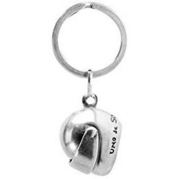 UNO de 50 Silver Plated Helmet Keyring - Use Your Head Design