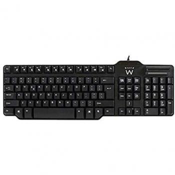 Ewent EW3252 Teclado USB Español con Lector de Tarjetas DNIe Inteligentes, Compatible con Tarjeta Sanitaria, Color Negro