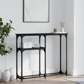 Mesa consola de madera de ingeniería 90x22,5x75 cm en color Negro, Roble Sonoma y Roble ahumado - Mesa de sofá, mesa de entrada para salón, consola de entrada, mueble recibidor y mesita