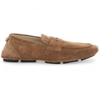 Dolce & Gabbana Calf Suede Driver Shoe - Brown, Size 9 US (42 EU), Men's Loafers with DG Logo