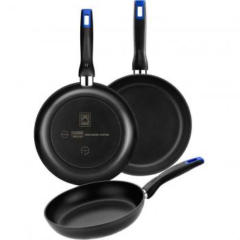 BRA Efficient Orange Set de 3 sartenes, aluminio fundido con antiadherente tricapa libre de PFOA, aptas para todo tipo de cocinas incluida inducción, 18-22-26