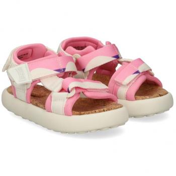 Camper Sandalias cerradas de niños de tejido con cierre adherente - Rosa Talla 27