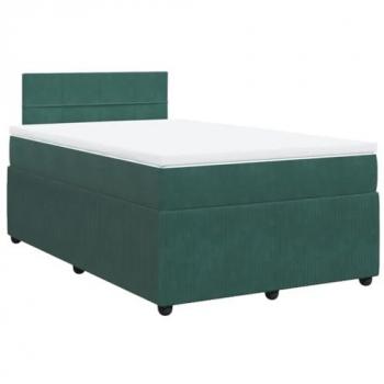 Cama box spring con colchón terciopelo verde oscuro 120x190 cm