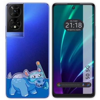 Funda Silicona Transparente Hipo para TCL 50 5G con Dibujos