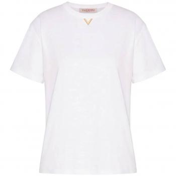 Valentino Women's Vlogo Cotton T-Shirt in White, Size Medium