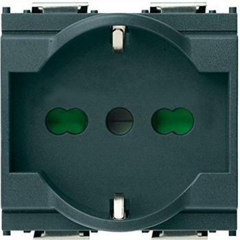 Toma de Corriente Universal 2P+T 16A con Protección para Niños Color Gris