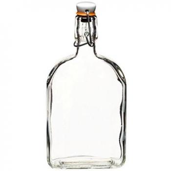 Botella de Cristal para Ginebra 500 ml con Tapón Cerámico, Vidrio Transparente