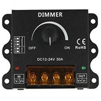 Dimmer LED PWM Manual con Rueda de Frecuencia y Curva Regulable 12V 24V 30A DM110