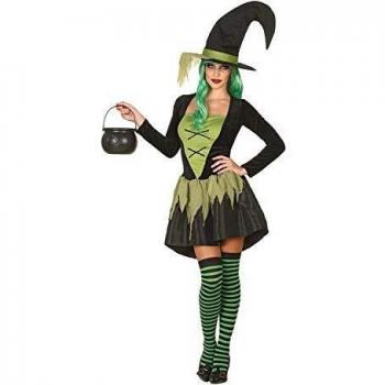 Disfraz de Bruja Verde para Adulto con Sombrero - Talla XS/S
