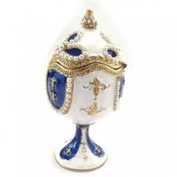 Joyero 'Oeuf Des Tsars' azul blanco.