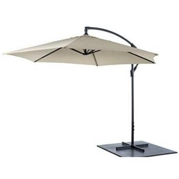 Parasol Colgante Ajustable 300 x 300 cm - Color Champagne - Con Base y Sistema de Giro