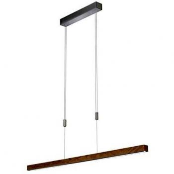 Lámpara Colgante LED Straßburg 24W, Función CCT, Dimable, Acabado en Níquel Mate y Madera Clara, 120 cm