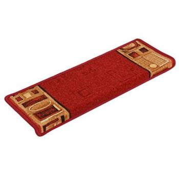 Alfombrillas de Escalera Autoadhesivas 5 uds Rojo 65x21x4 cm, Antideslizantes, Protectores de Peldaño, Poliamida